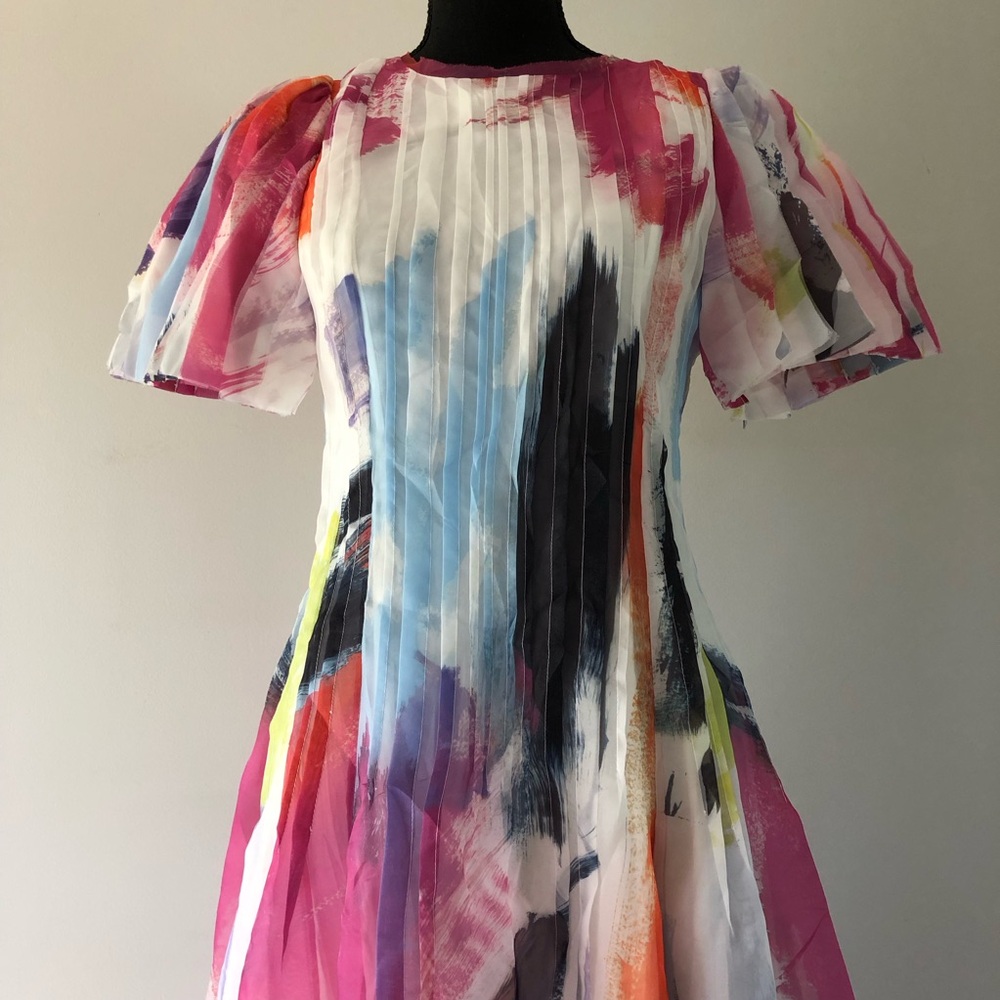 Women’s Aje Abstract Sunset Nova Pleated Midi Dress size 2  Spring 2024 - Picture 4 of 16